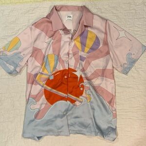 Zara men button up dress shirt Works well to wear in spring and summer✨